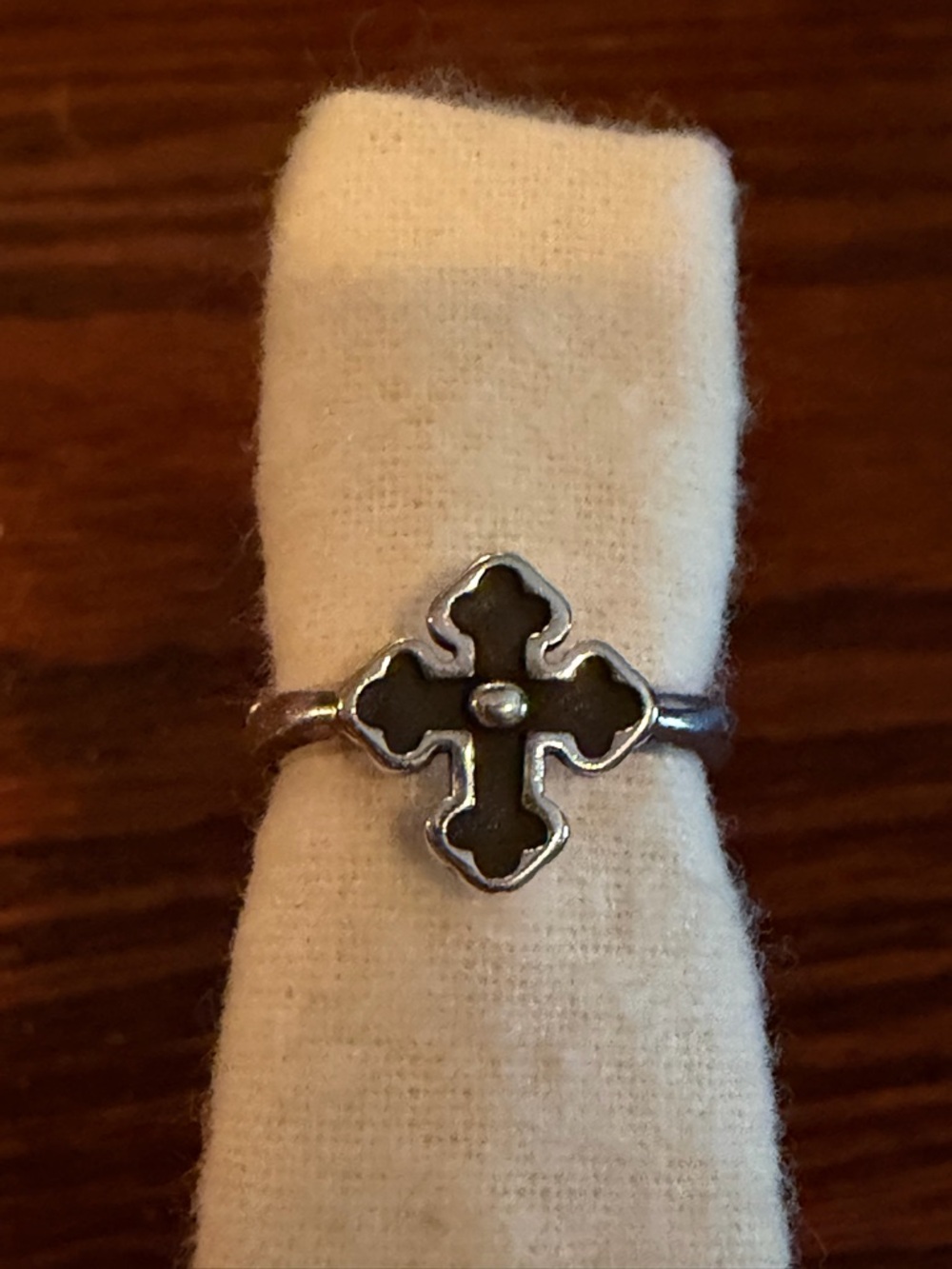 James Avery Silver Ring with Black Cross Inlay